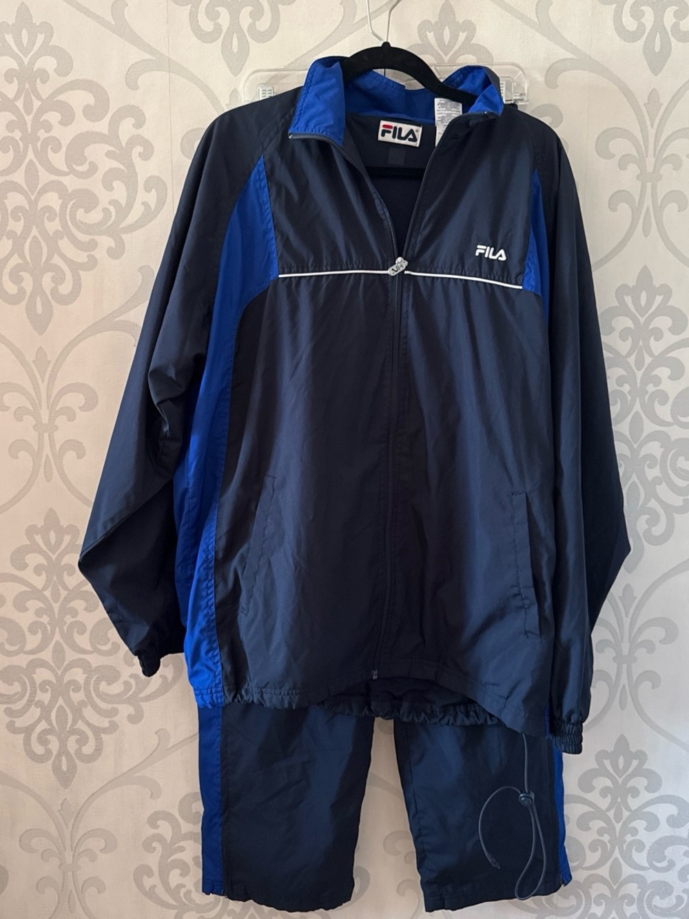 FILA Men's Navy and Royal Blue Windbreaker Track Suit